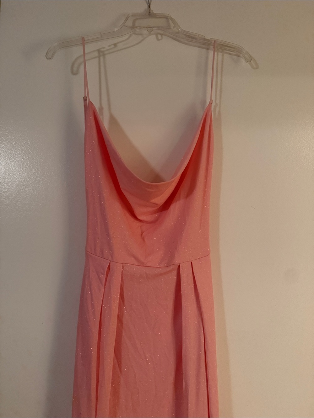 Lucy in the Sky Peach Pink Cowl Neck Maxi Dress